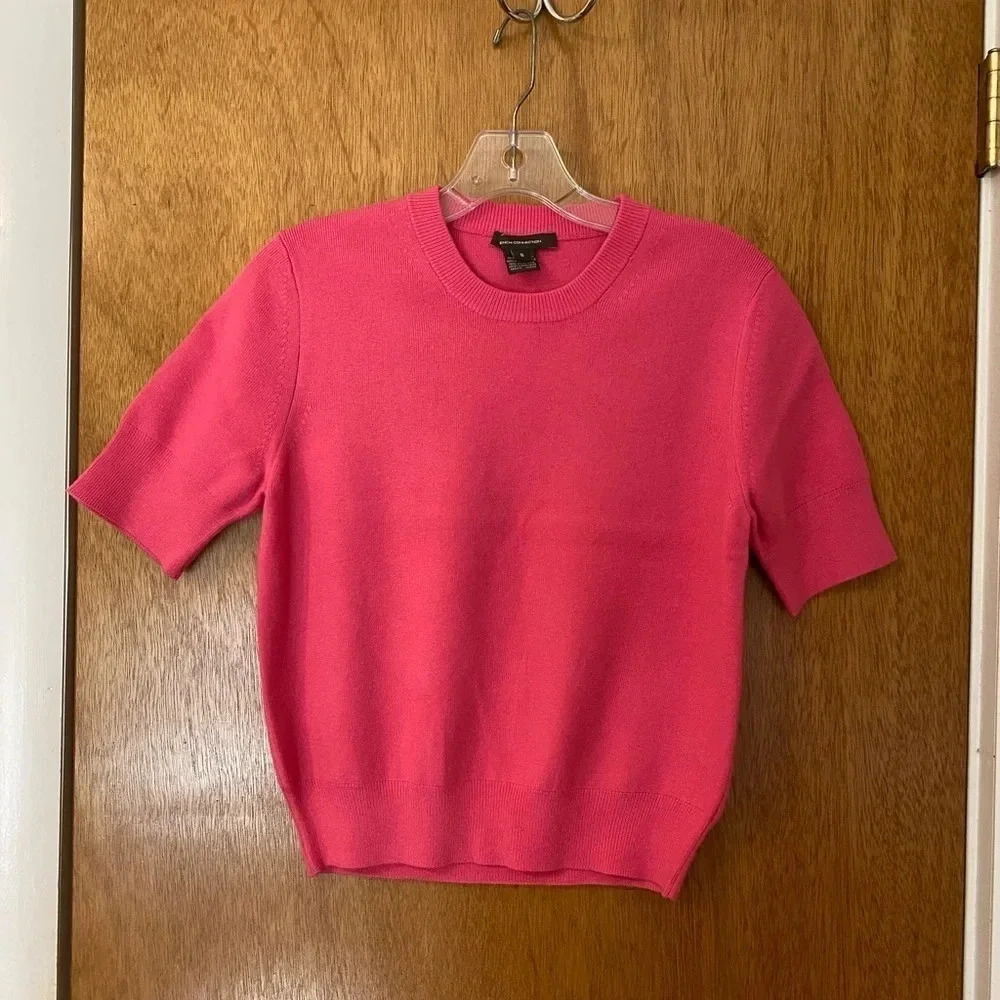 French Connection Women’s Pink Short Sleeve Crew Neck Sweater Top, Size S